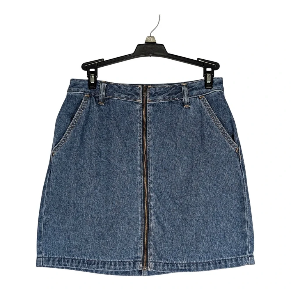 Hollister Denim Mini Skirt Womens 3 Blue Ultra High Rise Exposed Full Zip Casual